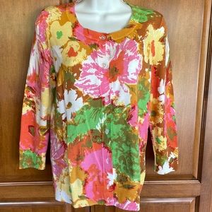 TALBOTS Pima cotton floral cardigan, excellent condition, size S